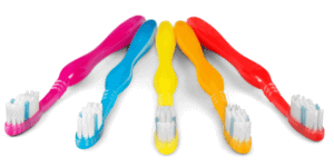 Different colors of toothbrushes